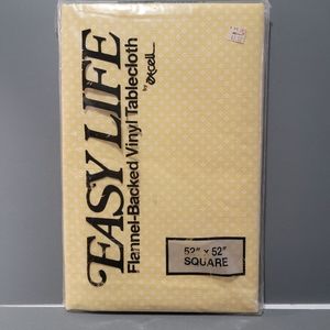 Easy Life Flannel Backed Vinyl Tablecloth Yellow Square 52x52 Retro Vintage